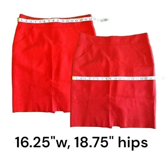J. Crew Factory The Pencil Skirt Red Orange Cotton Skirt with Pockets Size 8 - Picture 14 of 16